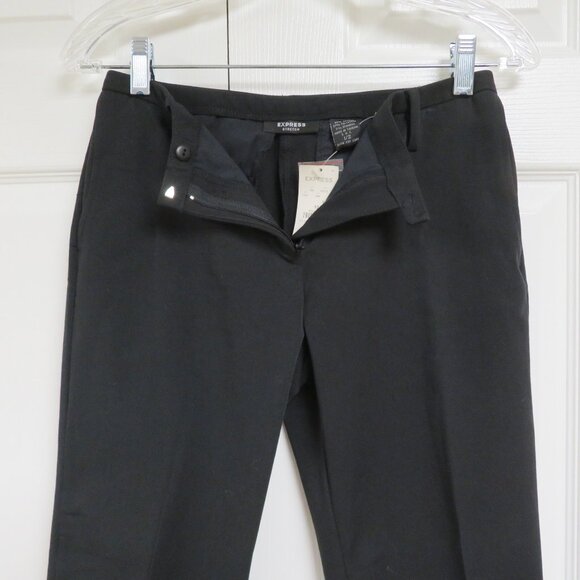 New! Express 2 Stretch Cotton Cropped Pants Black Solid - Picture 3 of 6